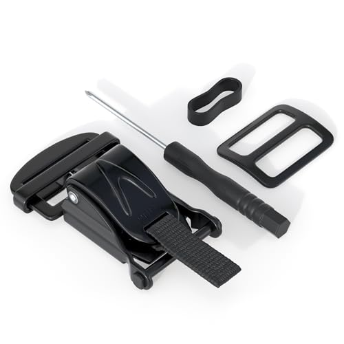 TOKCKYBL Universal Helmet Quick Release Buckle Kit - Stainless Steel Motorcycle Accessory - One-Handed Release for Full Face Half 3/4 D-Ring Helmets - Black(1 Pack)