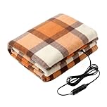 Stalwart 75-BP1011 Electric Blanket-Heated 12V Polar Fleece Travel Throw for Car, Truck & RV-for Cold Weather, Tailgating & Emergency Kit (Orange), 43 inch