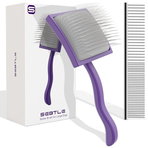 Dog Slicker BrushProfessional Doodle BrushExtra Long Pin Large Dog Brush for Grooming Long Haired DogsPoodlesGoldendoodlesLabradoodlesEasy to Remove Loose FurTanglesMatsFluffPurple