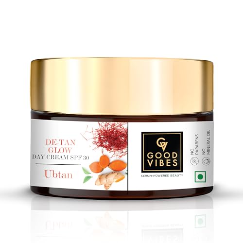 Image of Good Vibes Ubtan De-Tan Glow Day Cream SPF 30 (50g) | Face Moisturizer | Tan Free | Skin Brightening & Soothing | Depigmentation | Anti-Ageing & Improves Skin Texture | Face Moisturizer, Tan Free, Skin Brightening & Soothing, Depigmentation, Anti-Ageing & Improves Skin Texture