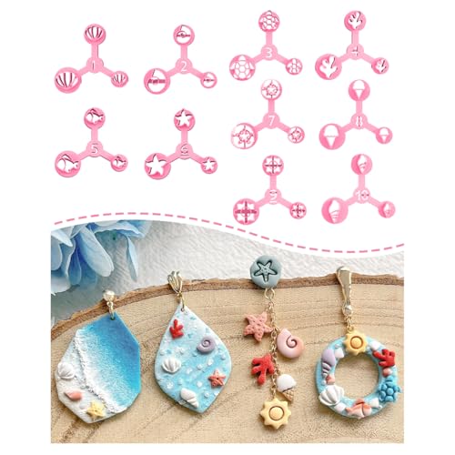 Keoker Summer Polymer Clay Cutters 10 Shapes Ocean Mini Clay Cutter for Polymer Clay Jewelry 3 Sizes(Micro. Mini Small) Decoration to Make Summer Earrings