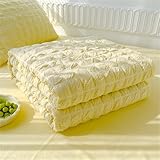 >->Couvre-lit à double face - Ce couvre-lit est séduisant et pratique. en jolivent votre chambre.La doublure est en couleur pure, qui est simple et à la mode. Ces deux côtés sont tous utilisables d’après votre préférence. Chaque côté vous apportera de différents styles.