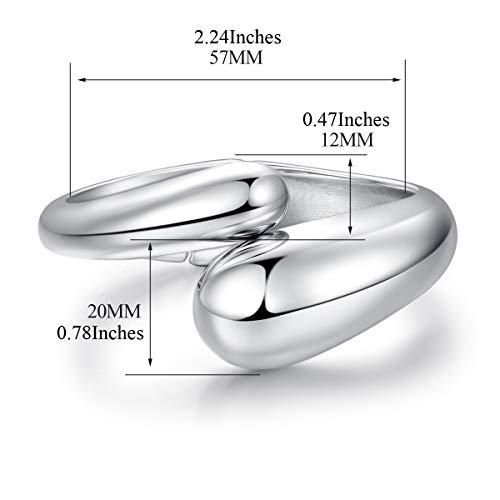 Hanton Silver Plated Bracelet Bangle For Women Statement Cuff Bangle Jewelry For Girls Polished Double Teardrop Shape Bracelet Wrist Jewelry #TOP1