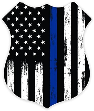 GRITKULTURE Thin Blue Line Police Badge Decals 4 Inch X 3.6 Inch Window Decal Sticker Police Blue Line Sticker 2X3 US American Flag Stickers for Cars Car Stickers Law Enforcement Stickers USA Flag
