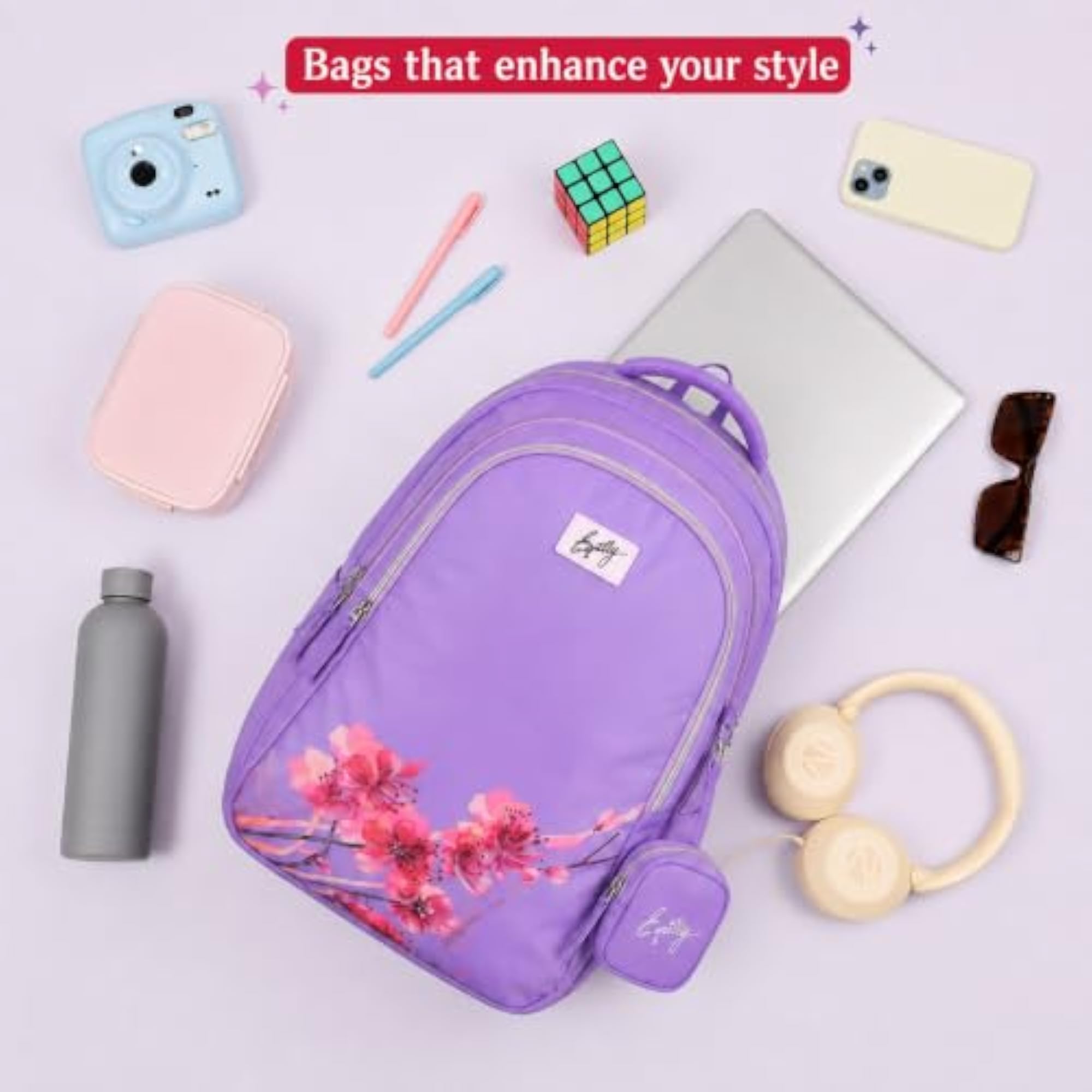 Girls' Tulip School Backpack, Lightweight with Three Compartments
