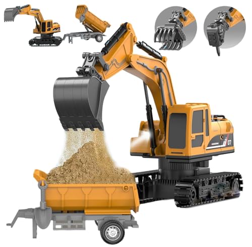 Image of HALO NATION RC JCB Toy Excavator with Trolley for Kids - 1:22 6-Channel Remote Control Construction Vehicle with Light & 360 Rotation Shovel, Digger Truck