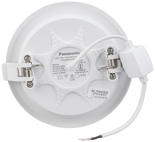 Image of Panasonic 10W LED Downlight, Recessed Downlight for False Ceiling with 100mm Cutout, 25000+ Hrs Life, Cool White Light (6500K - PDLM01107R3),Polycarbonate