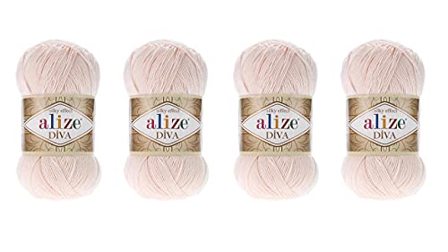 Image of Hand Knitting Yarn 100% Microfiber Acrylic Yarn Alize Diva Silk Effect Thread Crochet Art Lace Craft Lot of 4 skeins 400gr 1532yds (382)
