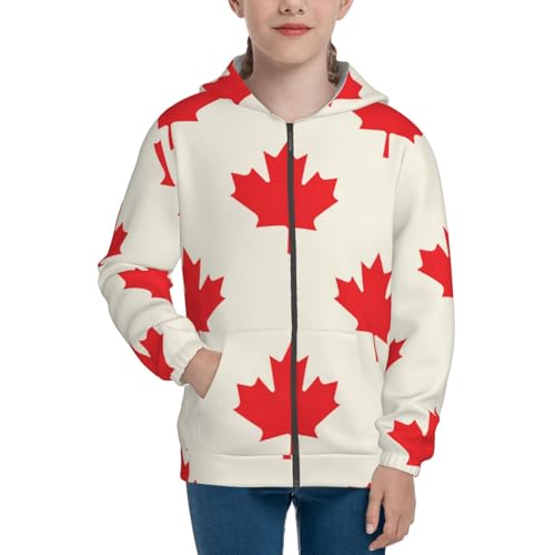 Happy Canada Day Kid Hoodies Boys Zip Up Sweatshirts Girls Pullover with Pocket3