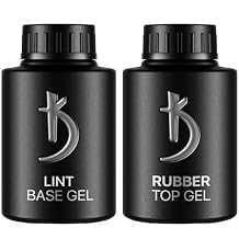 kodi professional Set 2in1 Lint Base Gel Coat 35ml 1.18 fl.oz. + Top Rubber. Fiber | Microfibers Clear LED/UV Nail Soak Off