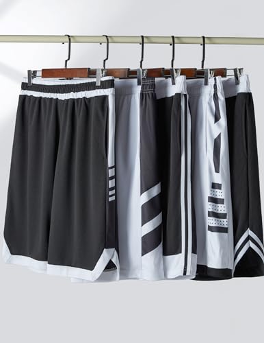 Liberty Imports 5 Pack Men's Quick Dry Athletic Basketball Shorts 9" Inseam with Pockets, Activewear for Workout Gym Running2