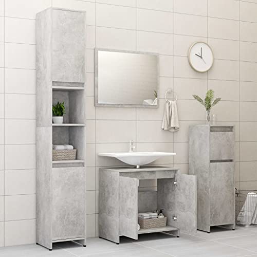 Juego de muebles de baño de 3 piezas para organizar aseos pequeños con madera gris 5