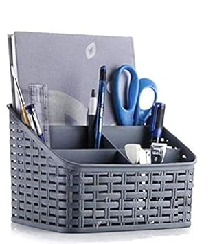 13SOEME Plastic Storage Basket, Set of 2 Multipurpose Desk Organizer Stationary Storage Stand Cosmetic Basket Makeup Holder Box for Home, Office, Desk and Study Table (Multicolour) (2 PCS.)