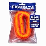 FISHGUM Surf Fishing Bait Strips for Saltwater Beach Fishing – Real Shrimp, Crab, Clam & Sand Flea Infused Scent – Artificial Cut Bait for Pompano, Redfish & Flounder
