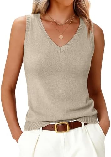 ANRABESS Womens Wool Blend Tank Tops V Neck Sleeveless Sweater Bu...
