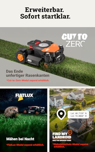 Worx Landroid Vision Cloud WR342E 4WD Mähroboter mit Garage, kabelloser Rasenmähroboter für bis zu 2 000 m², (KI-Hinderniserkennung, VSLAM + RTK-Cloud-Navigation, 84% Steigung, Auto-Kartierung)