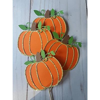 Confetti! Pumpkin Cupcake Toppers, Fall Party Theme, Pumpkin Birthday, Thanksgiving, Halloween Decorations Party Cake Decorations Supplies