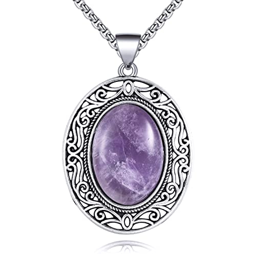 Vijashop Amethyst Necklace Healing Crystals Stone Pendant Necklace Natural Gemstone Jewelry Gift For Women #TOP1