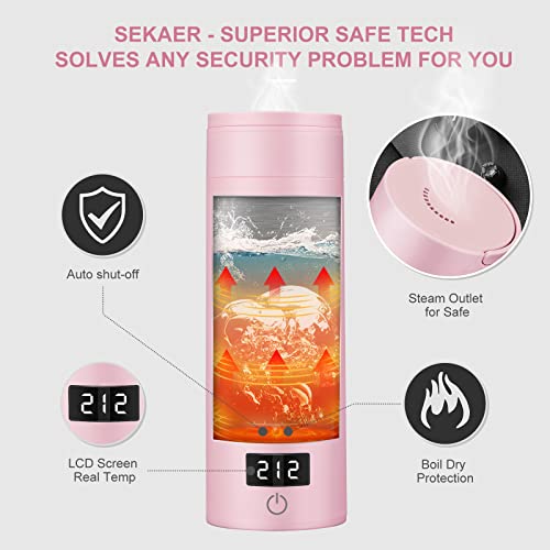Image of Sekaer Travel Electric Tea Kettle Portable Small Mini Coffee Kettle, with 4 Variable Presets, Personal Hot Water Boiler 304 Stainless Steel with Auto Shut-Off & Boil Dry Protection, SY-618P