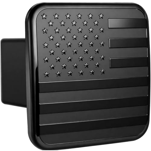 eVerHITCH USA Black Flag Hitch Plug for 2 Receiver American Flag Tow Hitch Plug Durable Weather-Resistant Receiver Protector