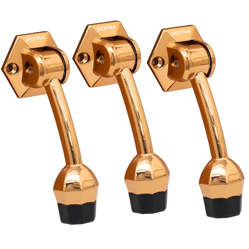 Image of Plantex Door Stopper for Main Door /5-Inch Stopper with Rubber Grip /Stoppers for Wooden Door /Stops for Door - Pack of 3 (Rose Gold)