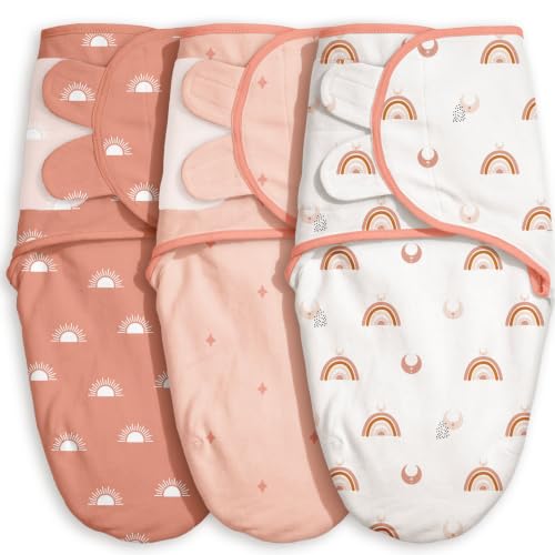 Image of GLLQUEN BABY Swaddles for Newborns 0-3 Months, Adjustable & Easy Fastener | 3-Pack, Organic Cotton Swaddle, Womb-Like Nursery Swaddling Blanket reduces startle reflex, soft and skin-friendly fabric