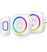 TECKNET Wireless Doorbell, Plug in Door Bells Wireless Cordless with 2 Receivers, IP66 Waterproof...