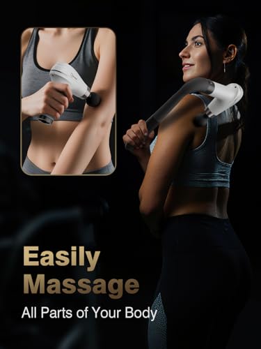Cotsoco Pistola Massaggiante Con Manico Di Prolunga Migliorato, Massaggiatore A Percussione Per La Schiena Con 4 Testine Massaggianti E 6 Livelli Di Velocità, Regalo Per Lui E Per Lei - 3