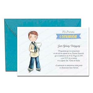 Invitation première communion, enfant avec carliz. Lot de 20 Impression du texte incluse.
