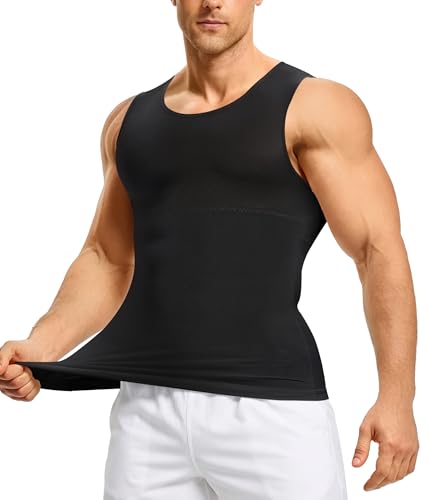 Nebility Compression Shirts for Men Slimming Undershirt - Mens Shapewear Compression Tank Top Under Shirts Body Shaper Black