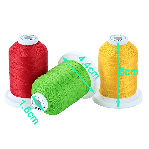New Brothread - 18 Options - Multi-Purpose 100% Mercerized Cotton Threads 50S/3 600M(660Y) Each Spool For Quilting, Serger, Sewing And Embroidery - 12 Bright Colors #TOP2