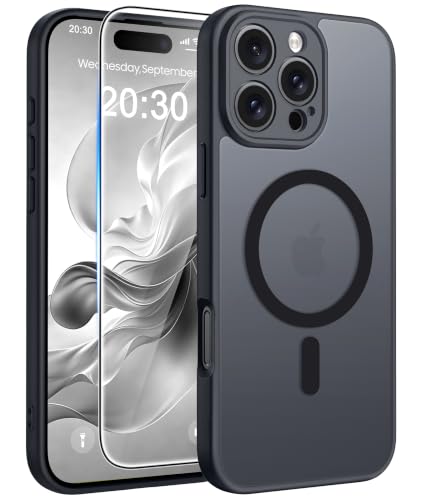 Image of FNTCASE for iPhone 16 Pro-Max Case: Translucent Black Fit for MagSafe
