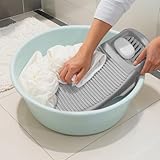 ABOUT SPACE Anti-Skid Cloth Wash Board with Soap Holder/Water Saving Laundry Scrubbing Pad for Washing Kid Clothes/Shirts/Hand Towels/Handkerchiefs/Socks&Dresses/Plastic Hand Washboard for Home(Grey)