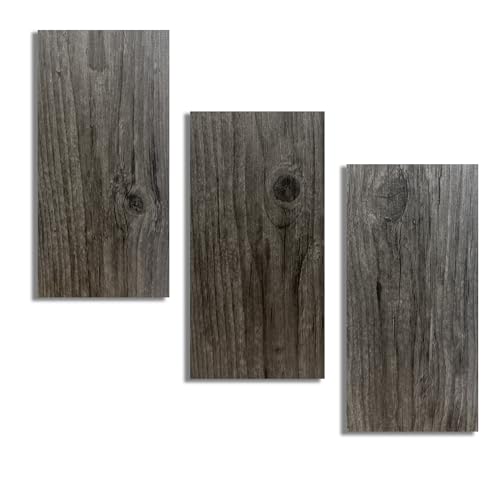 Image of Peel and Stick Vinyl Flooring Sample (3-Pack), Dark Grey Wood, 1.5 Sq.Ft Total | Waterproof & Rigid Core Tiles for DIY Kitchen, Bedroom, Bathroom, Living Room, RV