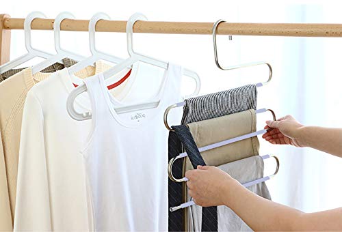Devesanter Pants Hangers Space Save Non-Slip 6 Pack S-Shape Trousers Hangers Stainless Steel Clothes Hangers Closet Storage Organizer For Pants Jeans Scarf Hanging Purple #TOP3