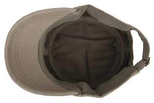 Image of QZUnique Adjustable Flat Top Cap Solid Brim Army Cadet Style Military Hat