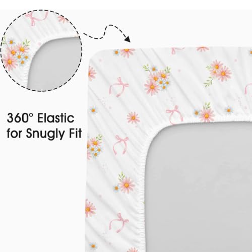 Image of Little Grape Land Bassinet Sheets for Baby Boys Girls 4 Pack (Daisies)