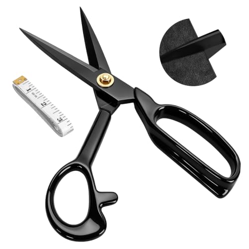 Image of Dressmaker's Fabric Scissors, Tailor Sewing Shears - 9 Inch Heavy Duty Sewing Scissors for Fabric Cutting Leather Dressmaking Comfort Grip Shears Professional Crafting