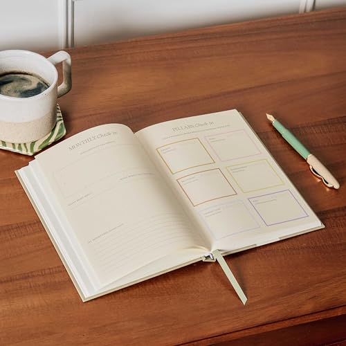 Papier Wellness Journal - bege, 153 mm x 215 mm, capa dura | Para intenções, objetivos e listas de d