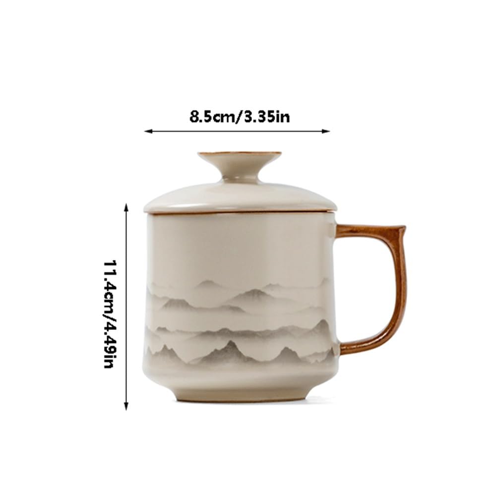Kaffeetasse Keramikbecher mit Deckel, Fassungsvermögen 11,5 oz, Elegantes Kaffeebecher-Set, 1 Stück, for den Heimgebrauch oder for Aufbrühen von Tee for Senioren