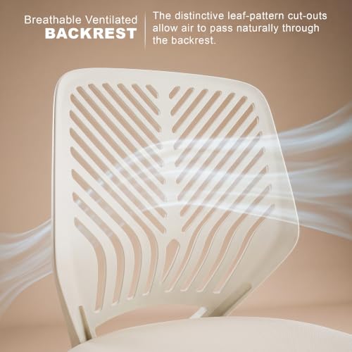 Image of DROGO Nova Ergonomic Office Chair, Armless Mesh Desk Chair with Breathable Backrest & Height Adjustable Seat, Soft Cushioned Computer Chair for Home, Study & Bedroom, 1 Year Warranty (Beige)