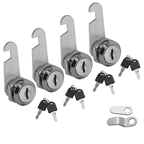Tanice Cam Lock 4 Pack 16mm Cabinet Locks Secure Important Files and Drawers Keyed Different with 8 Keys for Mailbox, Lockers, Cupboards, Cabinet, Toolbox