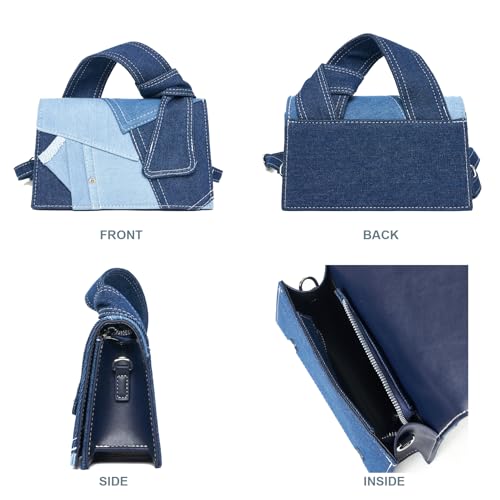 Purse for Women Patchwork Shoulder Bags, Mini Purse Crossbody Bag Denim Top Handle Clutch Handbag3