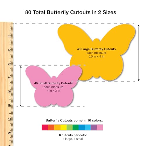Butterfly Cutouts, Bright, 2 Sizes, 80 Piece, Paper Butterflies by FreshCut Crafts - Used condition - Image 3