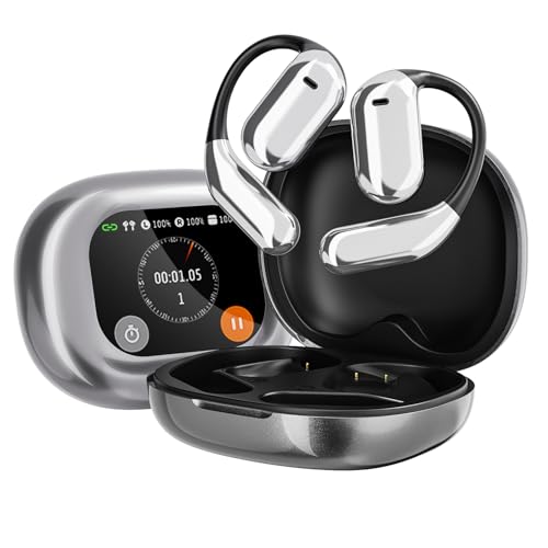 AI Language Translation Earbuds, Real-Time Headphones Translator for 144 Languages Free Lifetime, OWS LCD Touch Screen Real-Time Earphones Fit iOS and Android Ideal for Travel Business Learning