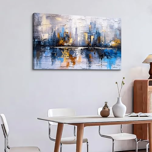 KELIYUAN Abstract Canvas Wall Art Painting Yellow Blue Mural Abstract Wall Decoration Bedroom Office Urban Print Painting Graffiti Art For Wall Decor Bathroom Living Room Home Decoration 20x40 In