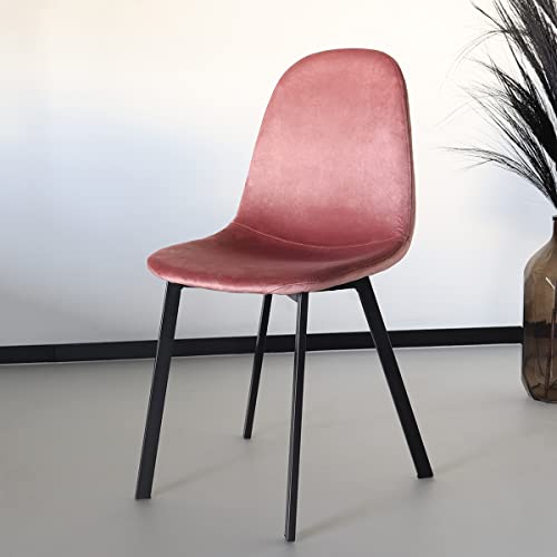 Lizzely Garden & Living Chaise de Salle à Manger Simply Velours Rose