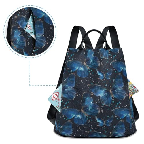 Image of ALAZA Blue Butterflies Backpack Purse for Women Anti Theft Fashion Back Pack Shoulder Bag