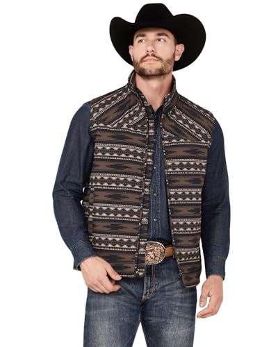 Cinch Western Vest Mens Concealed Carry Logo Aztec Brown MWV1592002