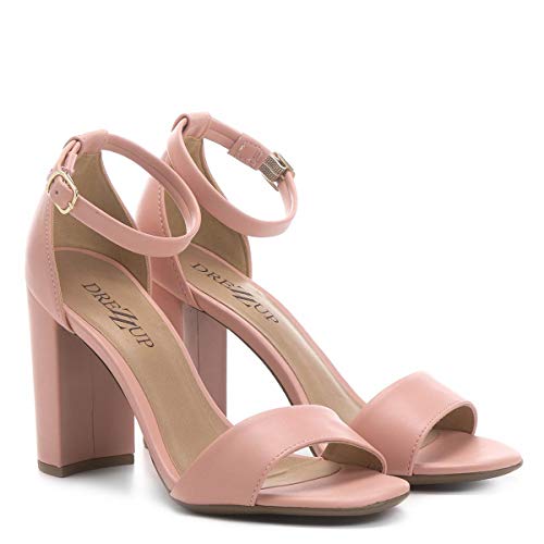 Sandália Drezzup Salto Grosso Feminina - Rosa Claro - 39